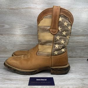 Durango Women’s Rebel American Flag Brown Leather Cowgirl Boots Size 8.5 M
